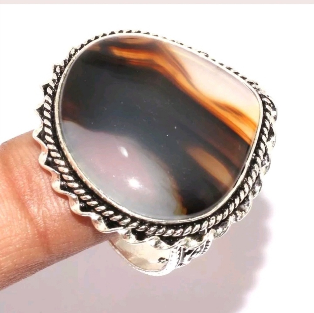 New Montana Agate 925 Silver Ring.